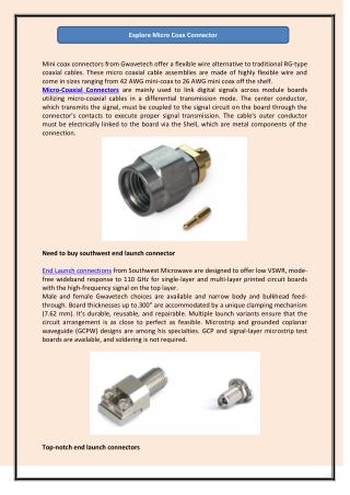 Explore Micro Coax Connector