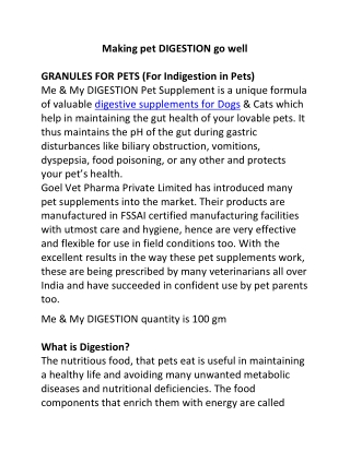 Making pet DIGESTION go well