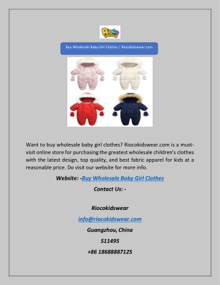 Buy Wholesale Baby Girl Clothes | Riocokidswear.com