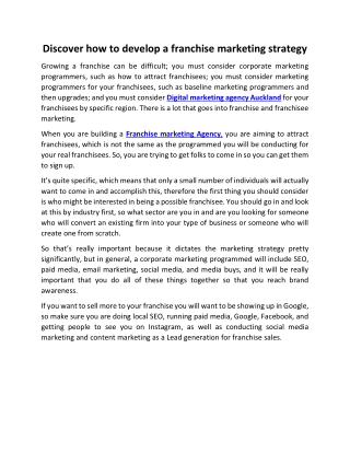Discover how to develop a franchise marketing strategy