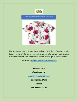 Toddler Polo Shirts Wholesale | Riocokidswear.com