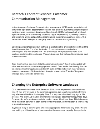Bentech’s Content Services Customer Communication Management