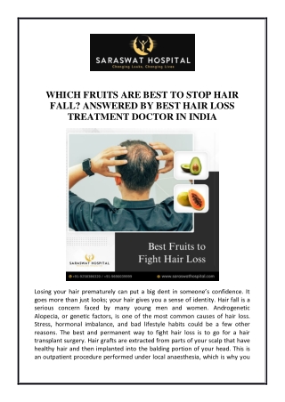 Which Fruits are Best to Stop Hair Fall Answered by Best Hair Loss Treatment Doctor in India