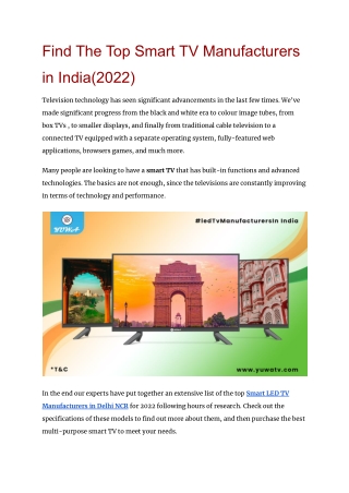 Find Out The Best Smart TV Brands In India In 2022