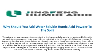 Why Should You Add Water Soluble Humic Acid Powder To The Soil