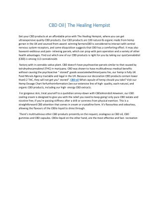 CBD Oil The Healing Hempist