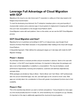 Leverage Full Advantage of Cloud Migration with GCP