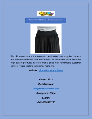 Flannel Skirt Wholesale | Riocokidswear.com
