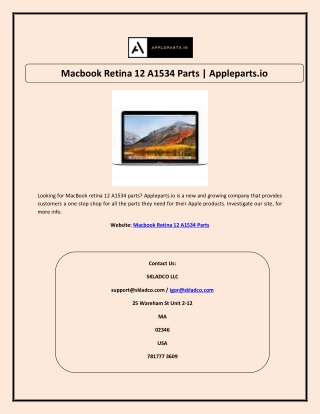 Macbook Retina 12 A1534 Parts | Appleparts.io
