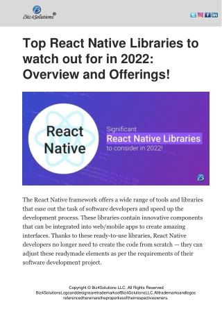 Top React Native Libraries to watch out for in 2022 Overview and Offerings