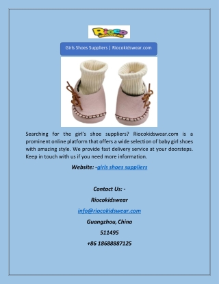 Girls Shoes Suppliers | Riocokidswear.com