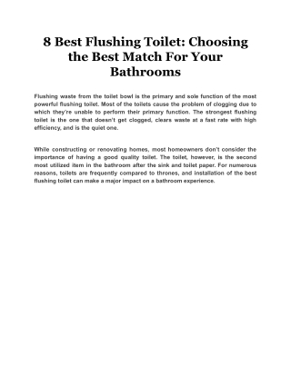 8 Best Flushing Toilet: Choosing the Best Match For Your Bathrooms