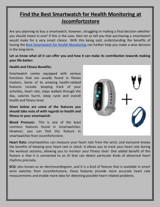 Find the Best Smartwatch for Health Monitoring at Jscomfortzstore