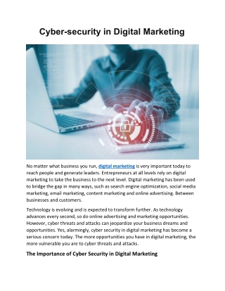Cyber-security in Digital Marketing