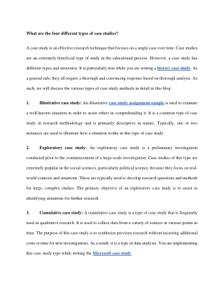 What are the four different types of case studies?