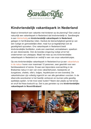 Sandberghe - Kindvriendelijk vakantiepark Nederland