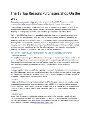 The 13 Top Reasons Purchasers Shop On the web 18 1 2022