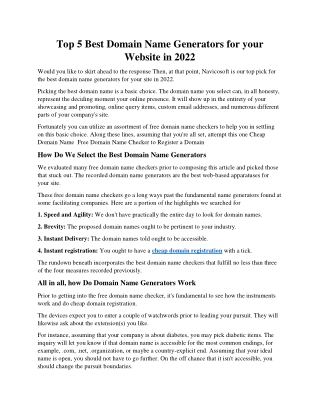 Best 5 Best Domain Name Generators for your Website in 2022