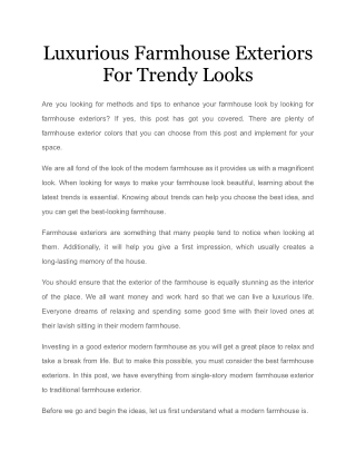 Luxurious Farmhouse Exteriors For Trendy Looks