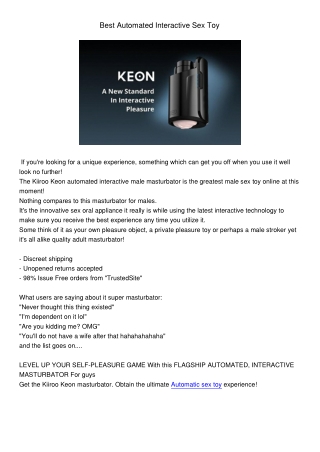 BestAutomatedInteractiveSexToy