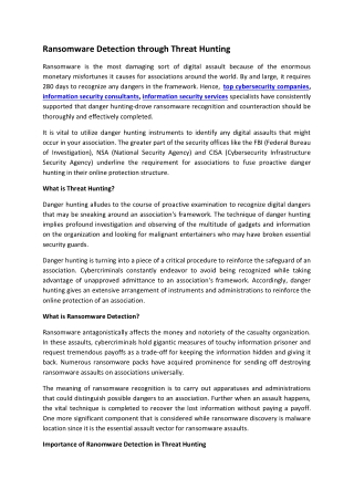 Ransomware Detection Through Threat Hunting