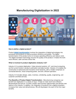 Manufacturing Digitalization in 2022