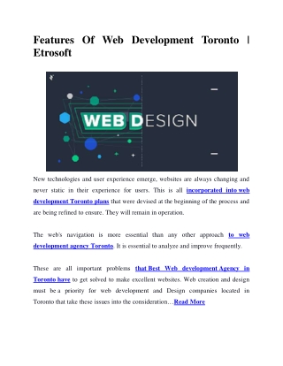 Features Of Web Development Toronto  Etrosoft