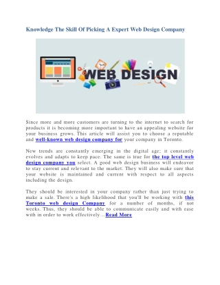 Knowledge The Skill Of Picking A Expert Web Design Company