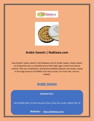 Arabic Sweets | Ibaklawa.com