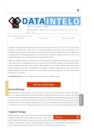 Metastatic Malignant Melanoma Therapy Market Research Report 2021-2028