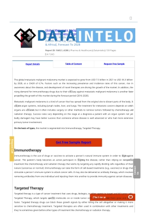 Metastatic Malignant Melanoma Therapy Market Research Report 2021-2028