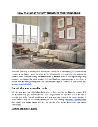 HOW TO CHOOSE THE BEST FURNITURE STORE IN NORFOLK.docx