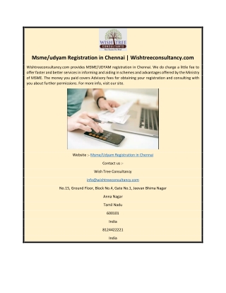 Msme/udyam Registration in Chennai | Wishtreeconsultancy.com