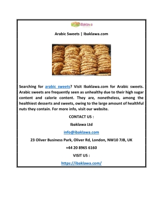 Arabic Sweets | Ibaklawa.com