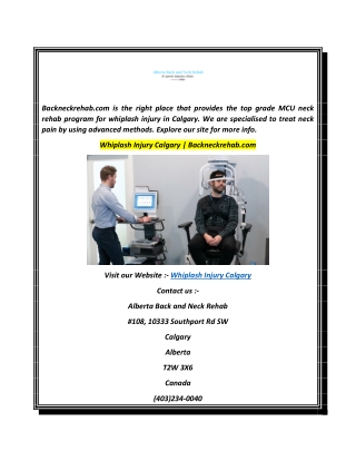 Whiplash Injury Calgary  Backneckrehab.com