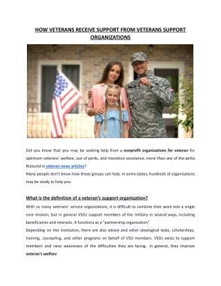 HOW VETERANS RECEIVE SUPPORT FROM VETERANS SUPPORT ORGANIZATIONS.docx