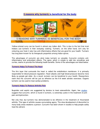 5 reasons why turmeric is beneficial for the body
