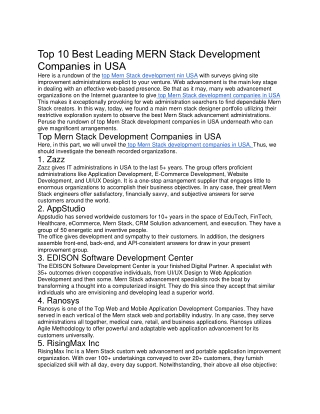 Top 10 Best Leading MERN Stack Development Companies in USA