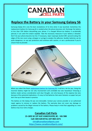 Replace the Battery in your Samsung Galaxy S6