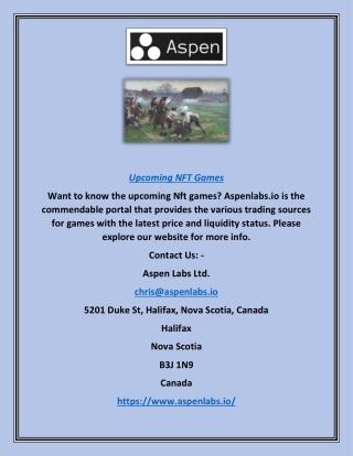 Upcoming Nft Games | Aspenlabs.io