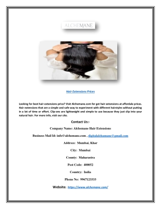 Hair Extensions Prices | Alchemane.com