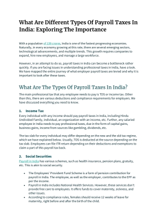 What Are Different Types Of Payroll Taxes In India Exploring The Importance