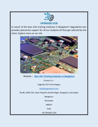 Best Vlsi Training Institutes in Bangalore | Upgradevlsi.com