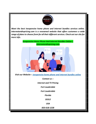 Inexpensive Home Phone And Internet Bundles Online  Internetandtvpricing.com