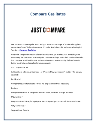 Compare Gas Rates - Justcompare