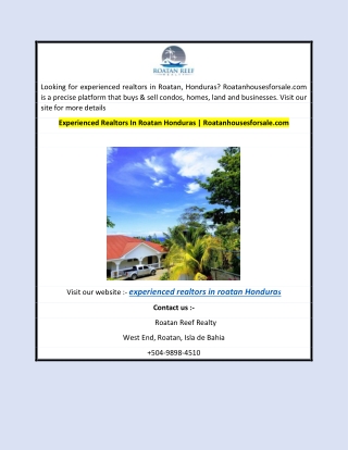 Experienced Realtors In Roatan Honduras | Roatanhousesforsale.com