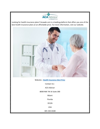 Health Insurance Best Price  Acaweb.com