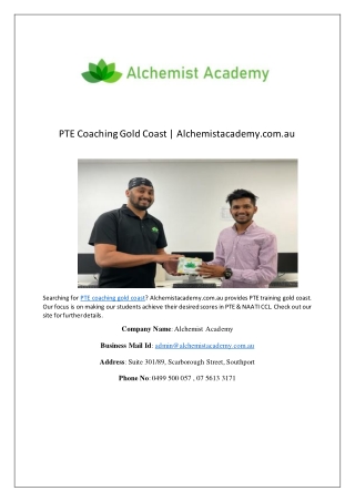 PTE Coaching Gold Coast | Alchemistacademy.com.au