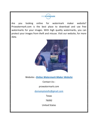 Online Watermark Maker Website  Prowatermark