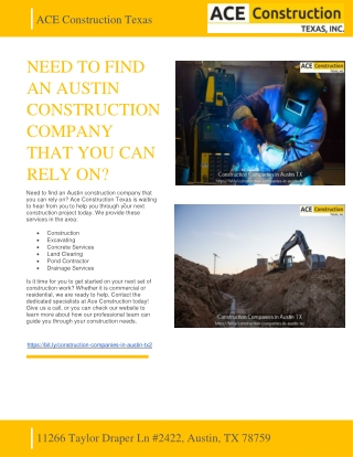 NEED TO FIND AN AUSTIN CONSTRUCTION COMPANY THAT YOU CAN RELY ON - ACE CONSTRUCTION TEXAS